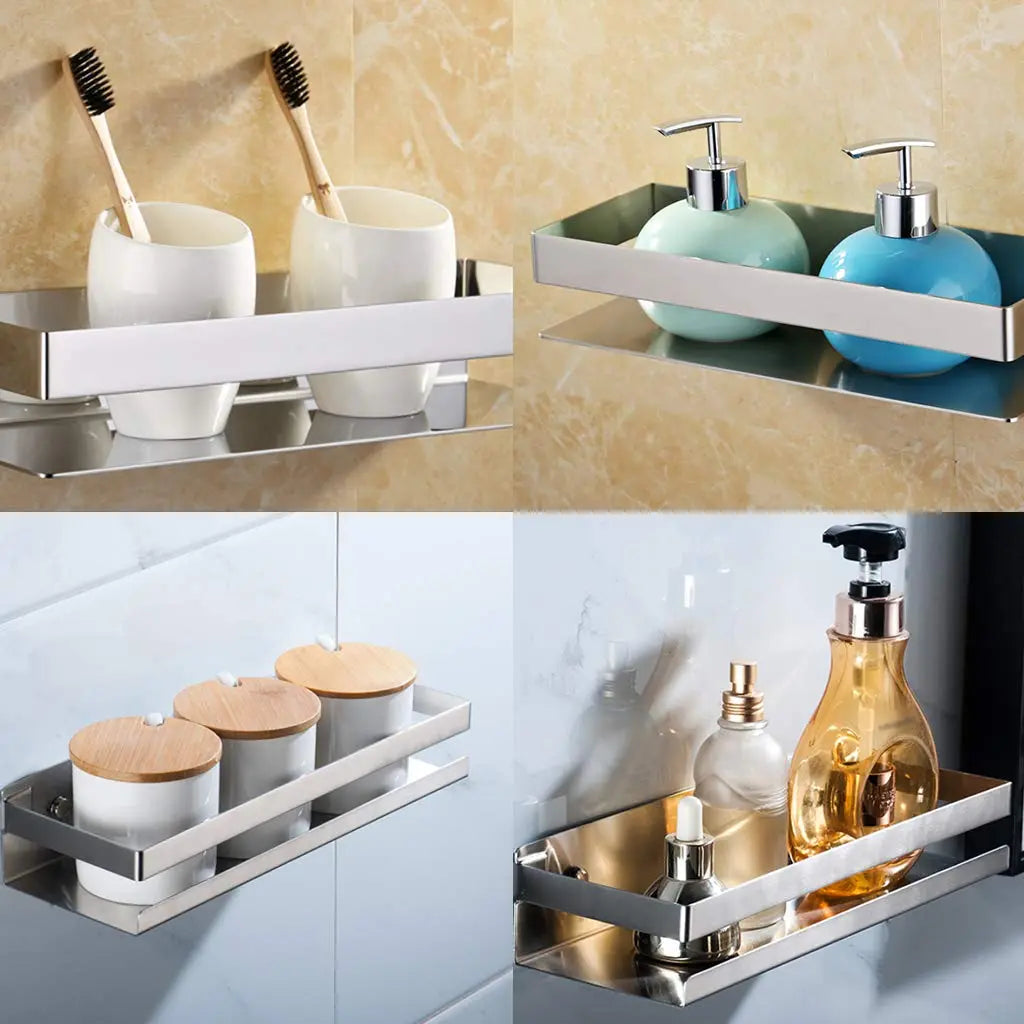 Brushed Bathroom Shower Shelf Kitchen Rack Storage Shelves Shampoo Holder Organizer Deals499
