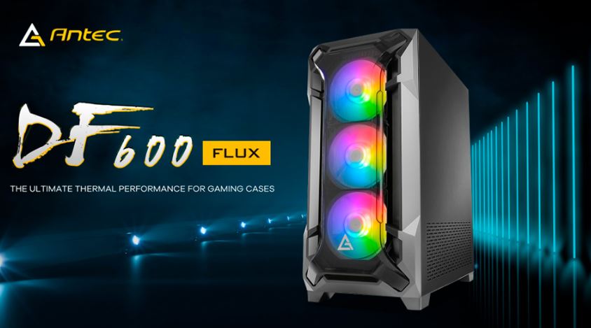 ANTEC DF600 FLUX High Airflow, ATX, Tempered Glass with 3x ARGB Fants in Front, 1x Rear, 1x PSU Shell (Reverse Fan blade) Gaming Case ANTEC