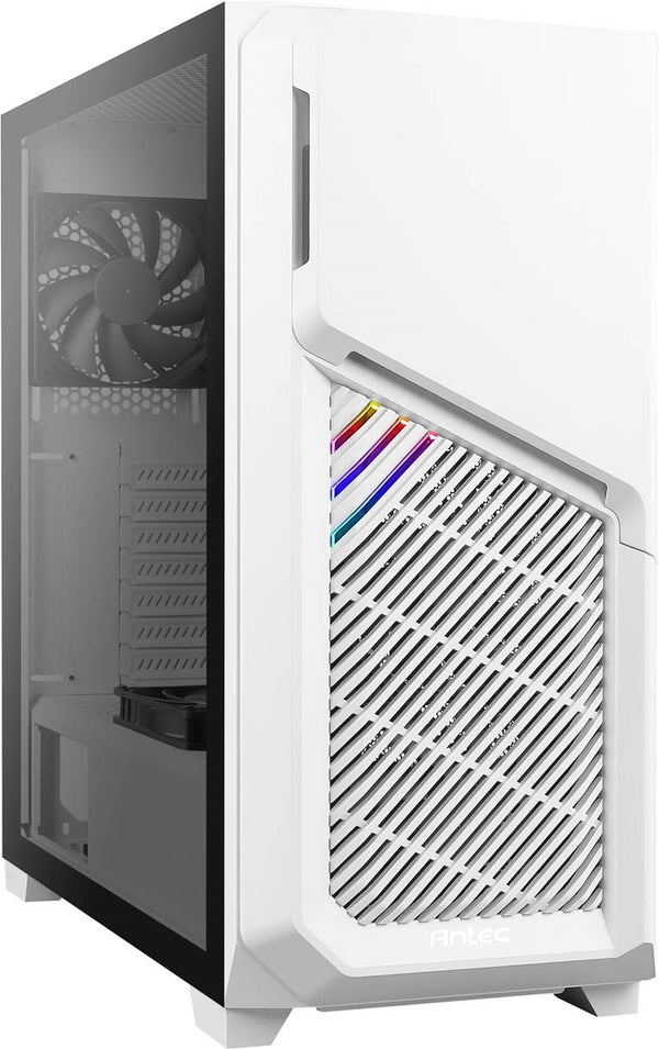 ANTEC DP502 FLUX White High Airflow, ATX, Tempered Glass with 3x Fans in Front, 1x Rear, 1x PSU Shell (Reverse Fan blade) Gaming Case ANTEC