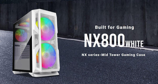 ANTEC NX800 White E-ATX, ATX 2x 20CM ARGB Front, 1x12CM ARGB Rear, 2x 14CM ARGB Top,Tempered Glass, Built-in LED Controller. Mesh Front ETA Nov ANTEC