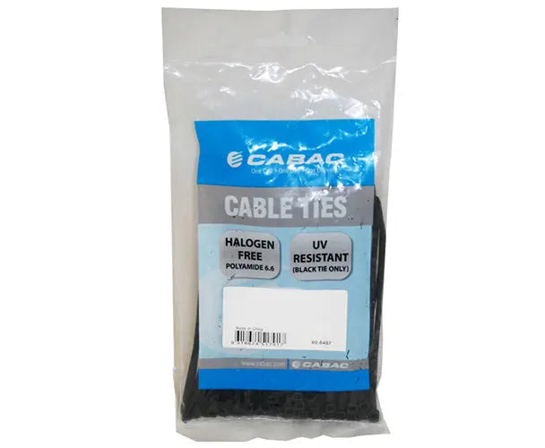 CABAC 200mm 100 Pack, 2.5mm UV Wide Nylon Cable Tie LS CABAC