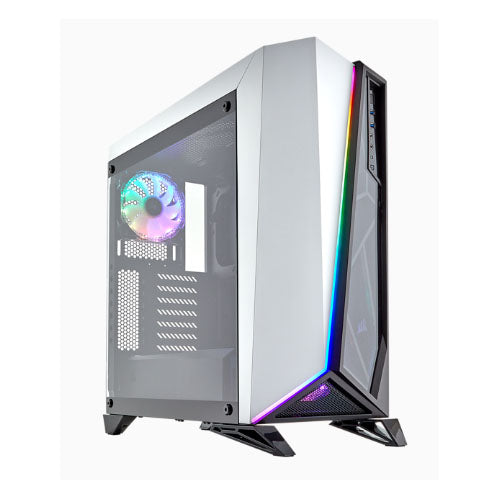 CORSAIR Carbide SPEC-OMEGA RGB ATX Mid-Tower Tempered Glass Gaming Case, Brilliant RGB LED front fascia, 2x RGB HD Fan, White with Black Trim (LS) CORSAIR