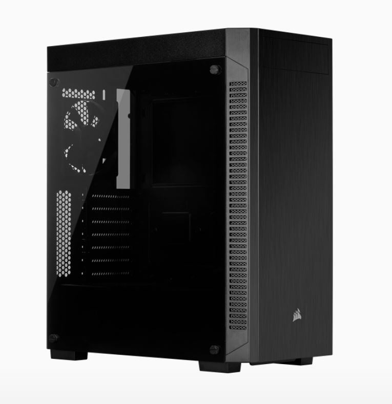 Corsair 110R Tempered Glass ATX, USB 3.1 Type-A, 5x 120mm or 3x 140mm Cooling, 5.25' x 1, 2.5' x 2. Combo 3.5'/2.5' Tray.Mid Tower  Gaming Case CORSAIR