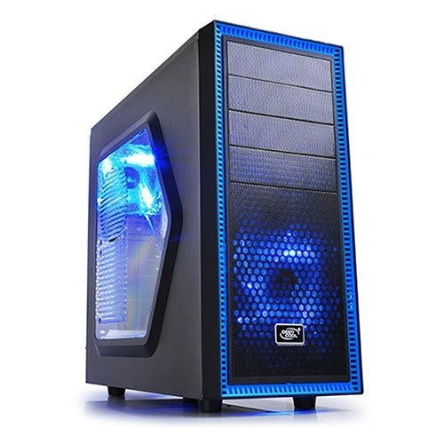 DEEPCOOL Tesseract SW Mid Tower Case Side Window Includes 2 Blue 120mm LED Fans, Black Case DEEPCOOL