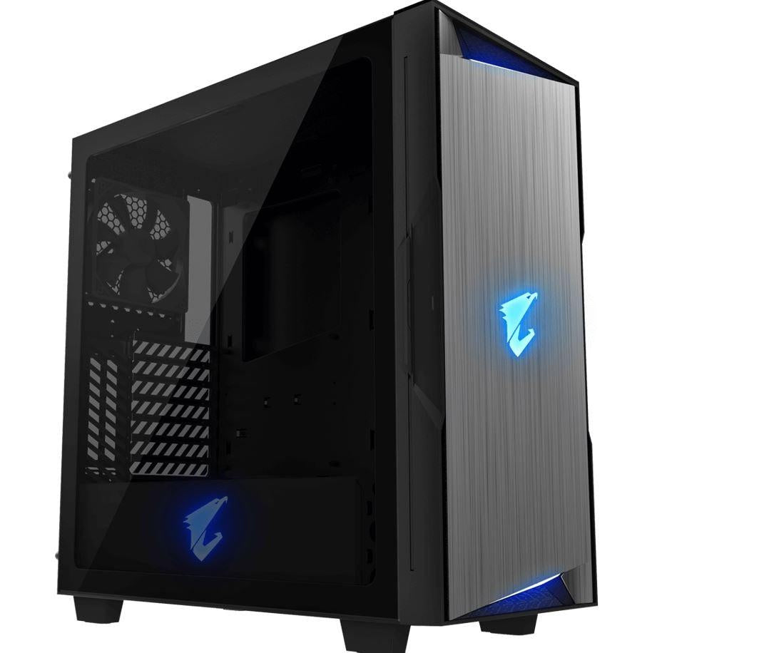 GIGABYTE AORUS AC300G Tempered Glass ATX Mid-Tower PC Gaming Case 2x3.5' 3x2.5' RGB Detachable Dust Filter Liquid Cooling Compatible PSU Shroud HDMI GIGABYTE