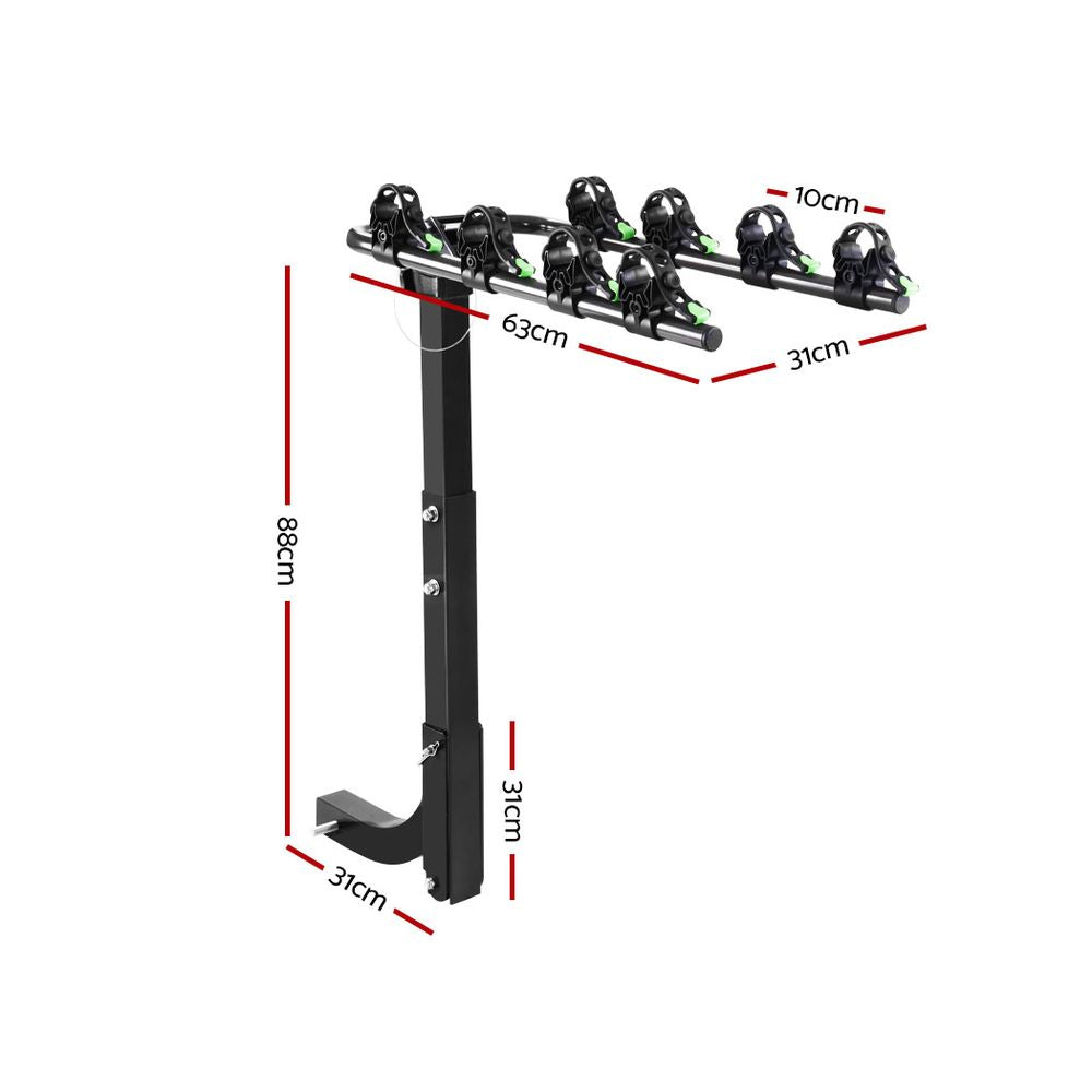Giantz Bike Carrier 4 Bicycle Car Rear Rack Hitch Mount 2" Towbar Foldable Steel Deals499