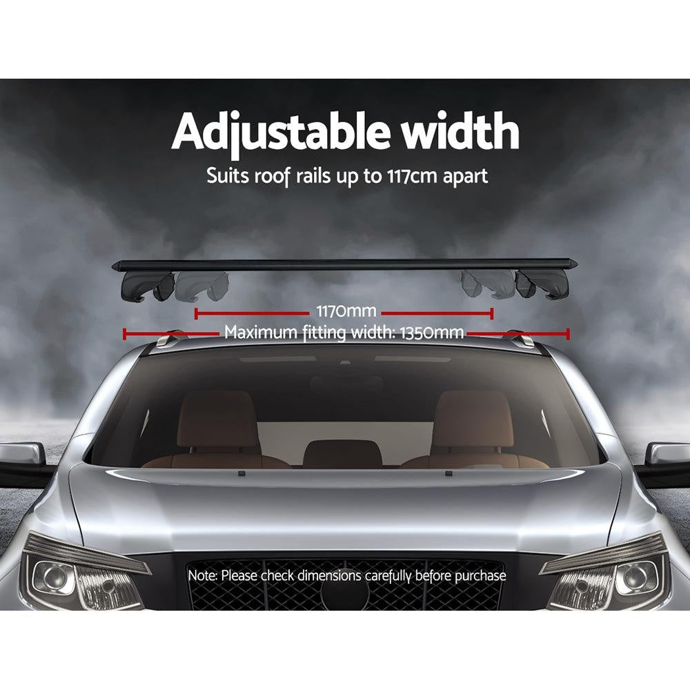 Universal Car Roof Rack Aluminium Cross Bars Adjustable 135cm Black Upgraded Holder Adjustable Car 90kgs load Carrier Deals499