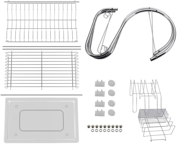 CARLA HOME 2 Tier Dish Rack with Drain Board for Kitchen Counter and Plated Chrome Dish Dryer Silver 42 x 25,5 x 38 cm Deals499