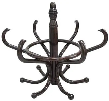 CARLA HOME Brown Coat Rack with Stand Wooden Hat and 12 Hooks Hanger Walnut tree Deals499