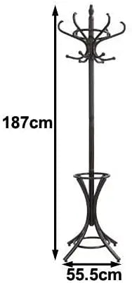 CARLA HOME Brown Coat Rack with Stand Wooden Hat and 12 Hooks Hanger Walnut tree Deals499