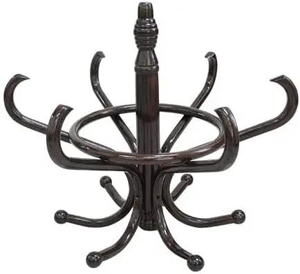 CARLA HOME Brown Coat Rack with Stand Wooden Hat and 12 Hooks Hanger Walnut tree Deals499