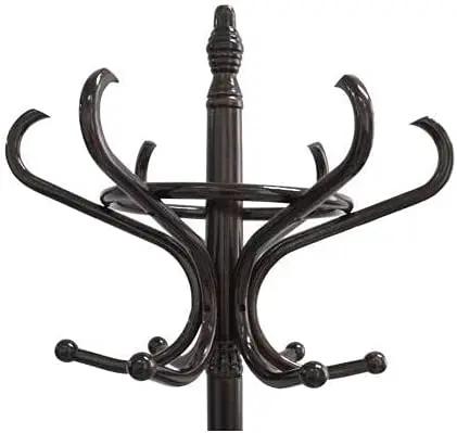 CARLA HOME Brown Coat Rack with Stand Wooden Hat and 12 Hooks Hanger Walnut tree Deals499