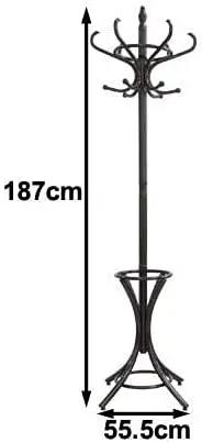CARLA HOME Brown Coat Rack with Stand Wooden Hat and 12 Hooks Hanger Walnut tree Deals499