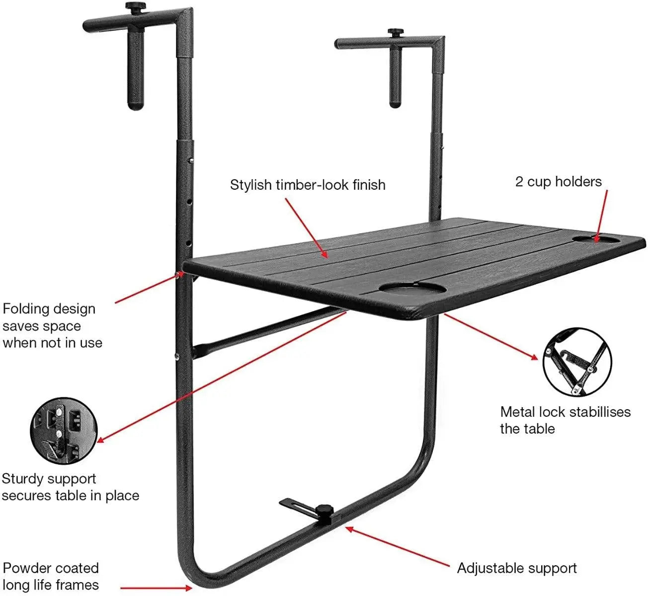 CARLA HOME Shelf Wood Grain Finish Balcony Table Deals499