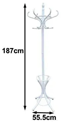 CARLA HOME White Coat Rack with Stand Wooden Hat and 12 Hooks Hanger Walnut tree Deals499