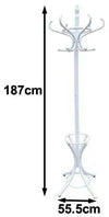 CARLA HOME White Coat Rack with Stand Wooden Hat and 12 Hooks Hanger Walnut tree Deals499