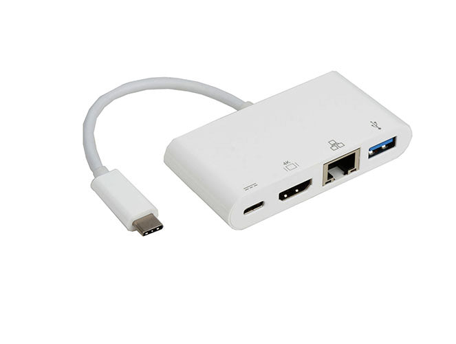 8WARE USB Type-C to USB 3.0 A + HDMI + Gigabit Ethernet with Type-C Charging Port Adapter Cable- Up to 60W 8WARE