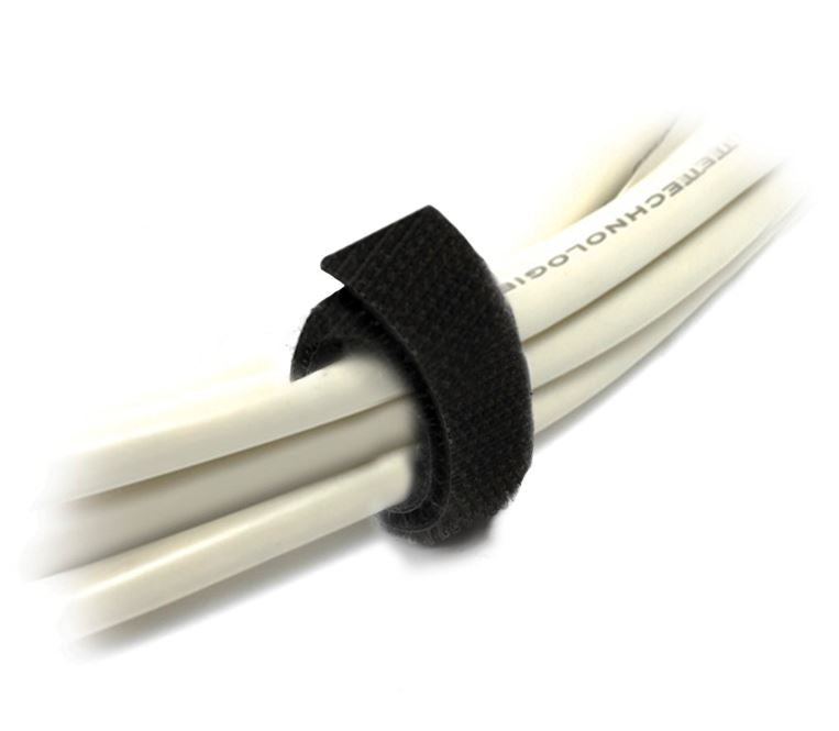 8WARE 25m x 12mm Wide Velcro Cable Tie Hook & Loop Continuous Double Sided Self Adhesive Fastener Sticky Tape Roll Black 8WARE