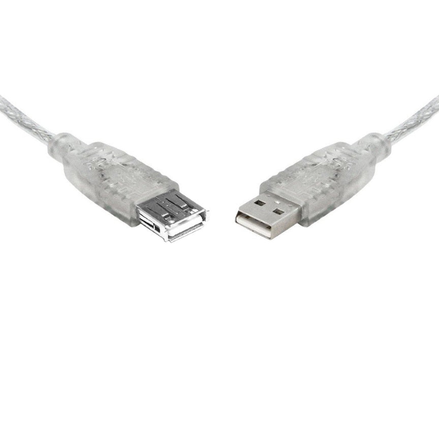 8WARE USB 2.0 Extension Cable 25cm A to A Male to Female Transparent Metal Sheath Cable 8WARE