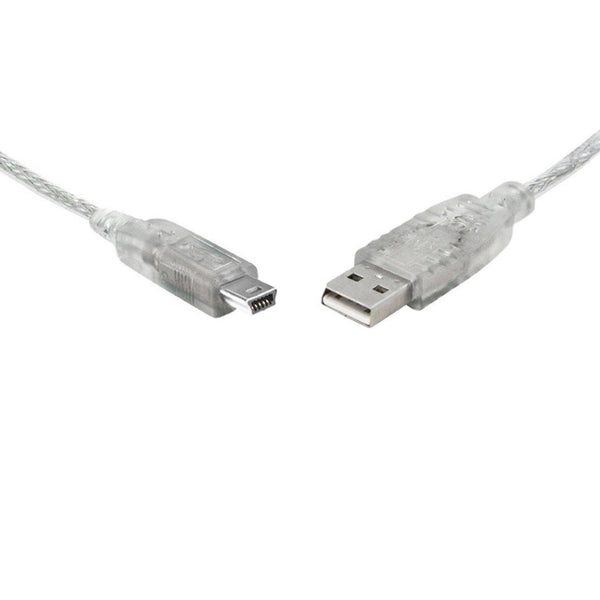8WARE USB 2.0 Cable 1m A to Mini-USB B Male to Male Transparent 8WARE