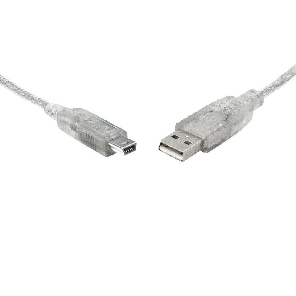 8WARE USB 2.0 Cable 3m A to B 5-pin Mini Transparent Metal Sheath UL Approved 8WARE