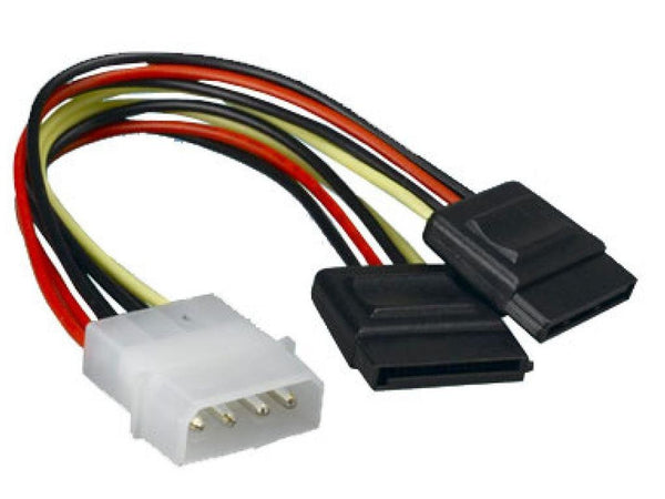 ASTROTEK Internal Power to SATA Molex Cable - 4 pins to 2x 15 pins 18AWG RoHS ASTROTEK