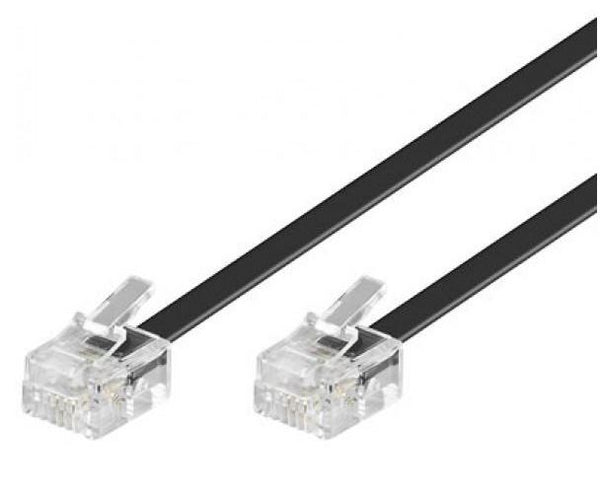 ASTROTEK Telephone 2m extension cable 6p4c Plug/Plug ,with 2xRJ11 6P4c Plugs, Black PVC Jacket.-RoHS ~W2492ACB ASTROTEK