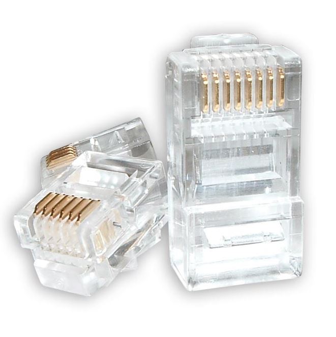 ASTROTEK RJ45 Connector Modular Plug Crimp 8P8C CAT5e LAN Network Ethernet Head 2 Prong Blade 3u' Transparent (20/pack) ~CBATP-8P8C-5E-2 ASTROTEK