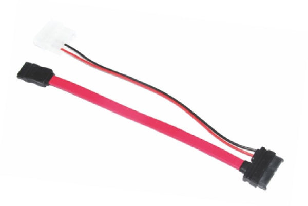 ASTROTEK Slim SATA Cable 50cm + 10cm 6 pins + 7 pins to 4 pins + 7 pins Red Colour ASTROTEK