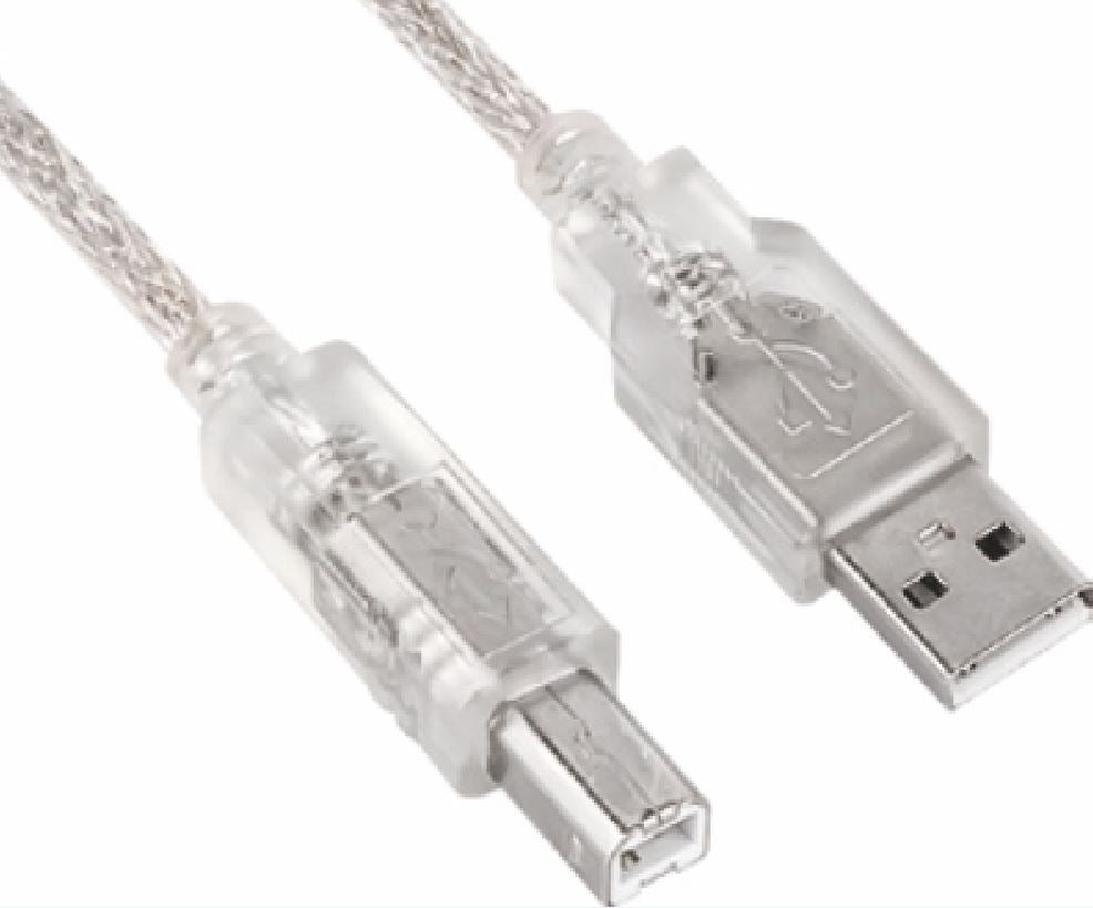 ASTROTEK USB 2.0 Printer Cable 5m - Type A Male to Type B Male Transparent Colour ~CBUSBAB5M ASTROTEK