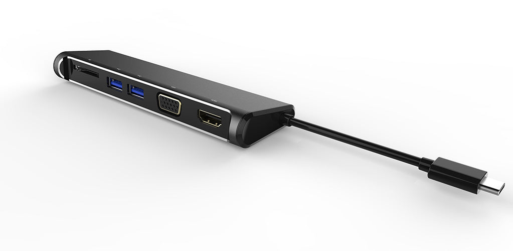 ASTROTEK All-in-One Dock 2 Multi-Port Hub Thunderbolt USB-C 3.1 Type-C to HDMI+VGA+2xUSB3.0+Card Reader for Macbook Pro Air 2019 & Windows ASTROTEK