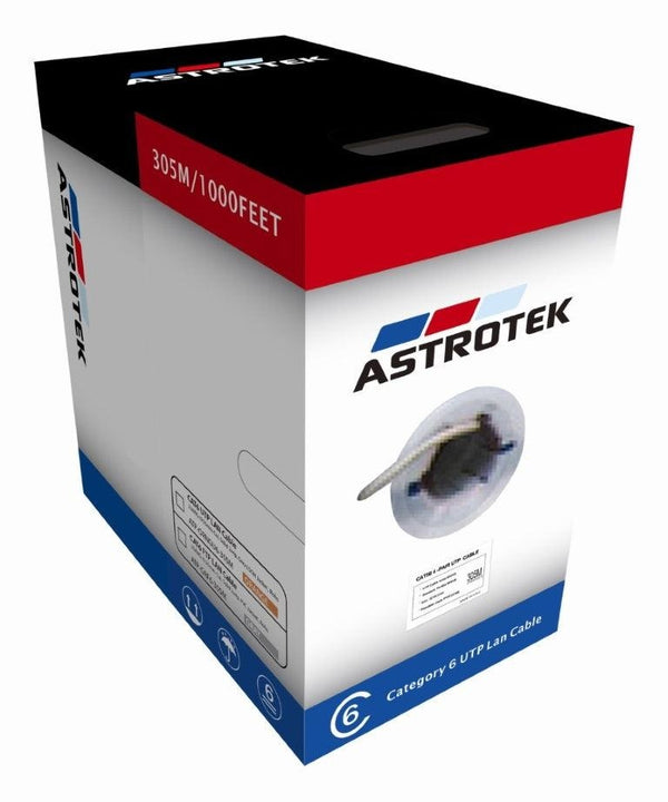 ASTROTEK CAT6 FTP Cable 305m Roll - Blue Full 0.55mm Copper Solid Wire Ethernet LAN Network 23AWG 0.55cu Solid 2x4p PVC Jacket ASTROTEK