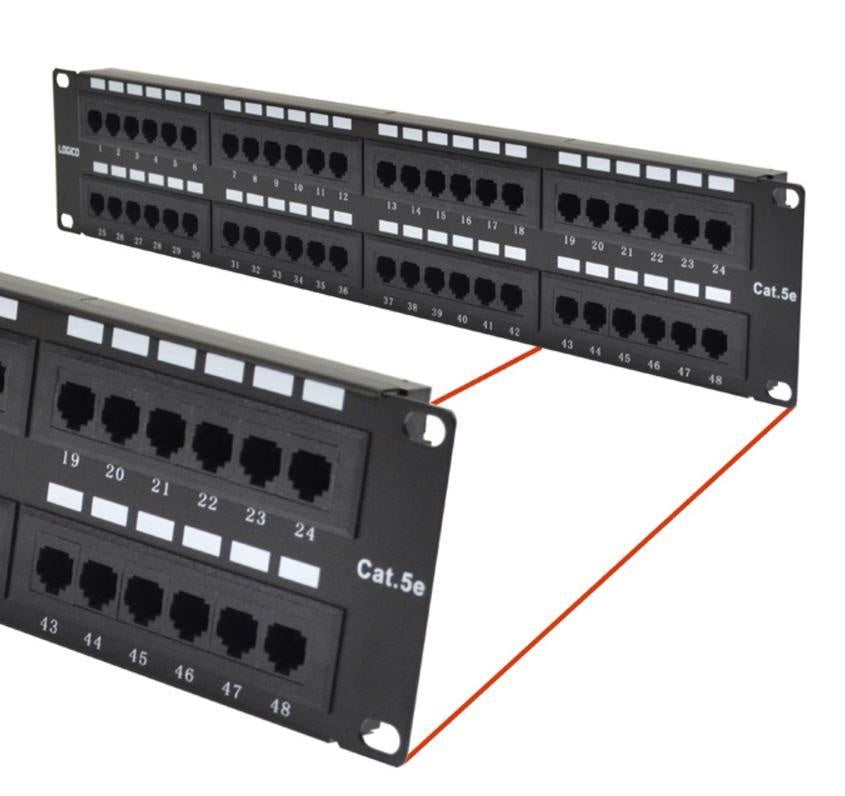 ASTROTEK 48 Ports UTP Patch Panel CAT5e RJ45 for 19' 2RU Rack Mount Data Network Cabinet Server PCB Type 110/Krone 3U' Black LS ASTROTEK