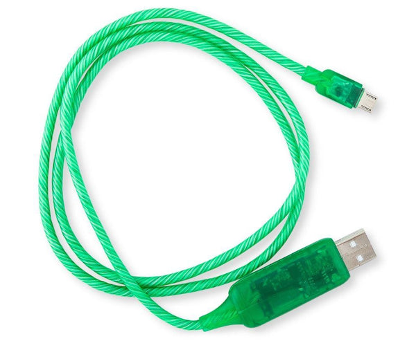 GENERIC 1m LED Light Up Visible Flowing Micro USB Charger Data Cable Green Charging Cord for Samsung LG Android Mobile Phone GENERIC