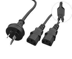 CABAC 2m 10amp Y Split Power Cable with AU/NZ 3-pin Male Plug 2xIEC F C13 Socket & Cord for PC & Monitor to Wall Power Socket Retail Packaging  LS CABAC
