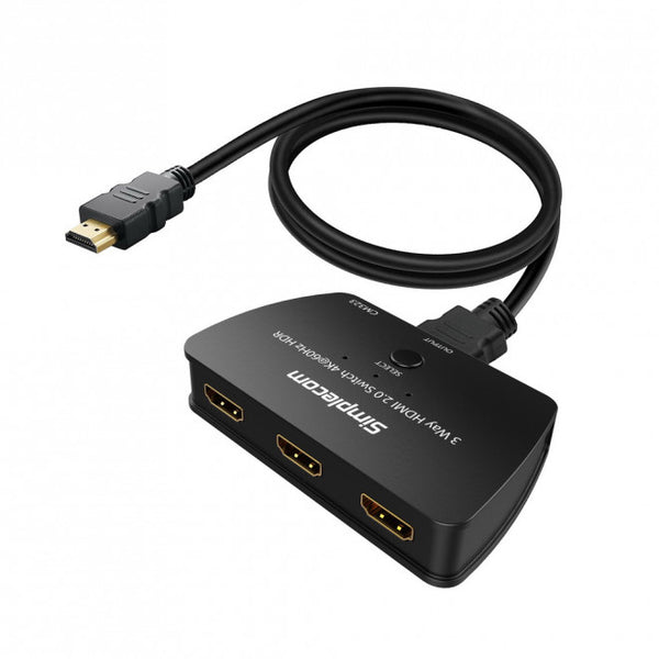 Simplecom CM323 3 Way HDMI 2.0 Switch 3 IN 1 OUT Ultra HD 4K 60Hz HDR HDCP 2.2 SIMPLECOM