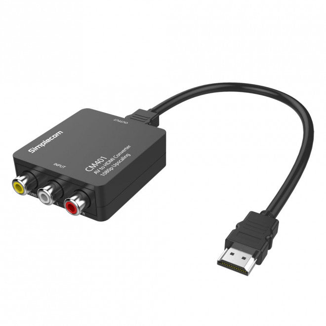 SIMPLECOM CM401 Composite AV CVBS 3RCA to HDMI Video Converter 1080p Upscaling SIMPLECOM