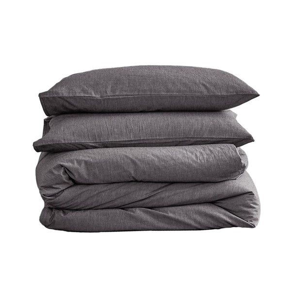 Cosy Club Duvet Cover Quilt Set Flat Cover Pillow Case Essential Black Double Deals499