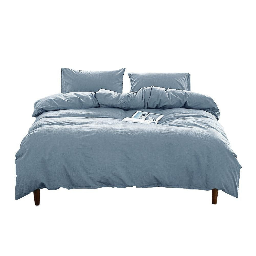 Cosy Club Duvet Cover Quilt Set Flat Cover Pillow Case Essential Blue Double Deals499