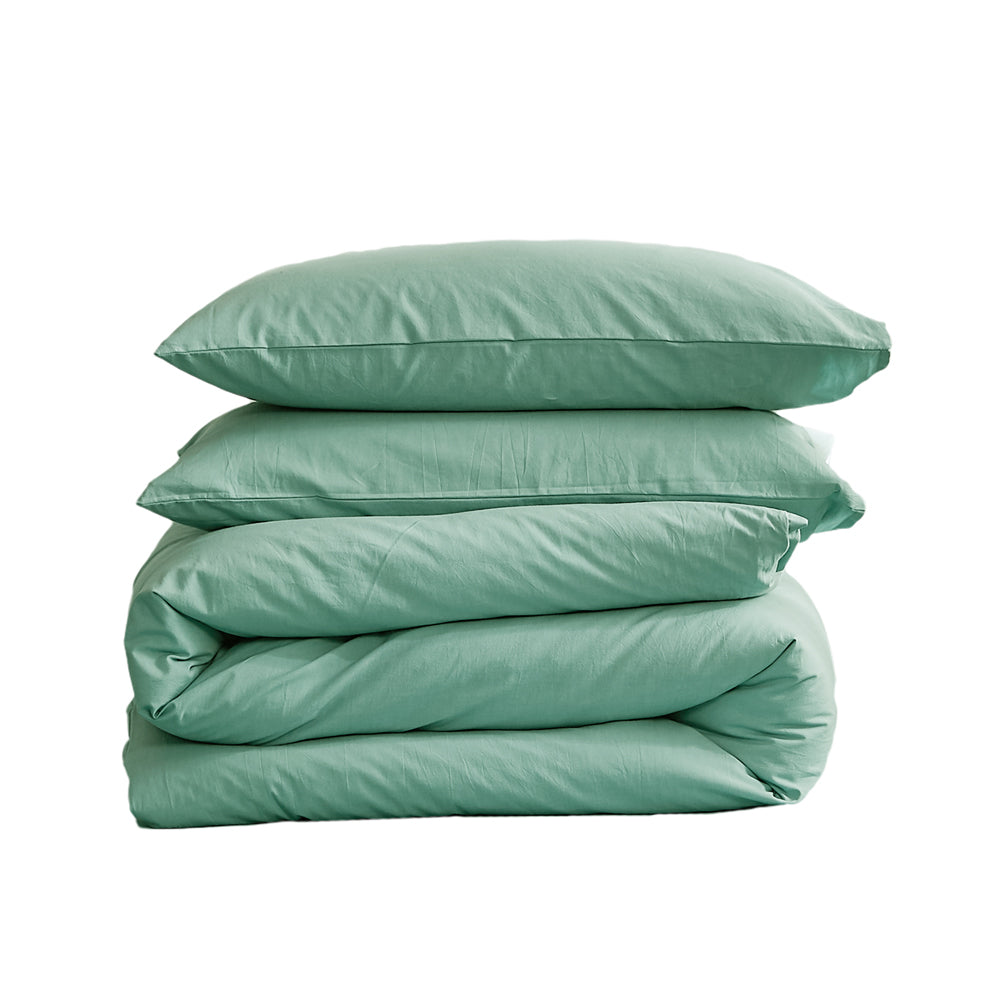 Cosy Club Duvet Cover Quilt Set Flat Cover Pillow Case Essential Green Double Deals499
