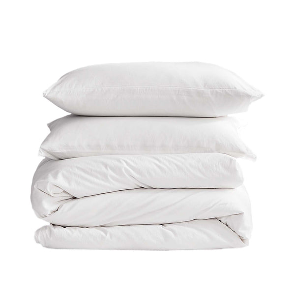 Cosy Club Duvet Cover Quilt Set Flat Cover Pillow Case Essential White Double Deals499