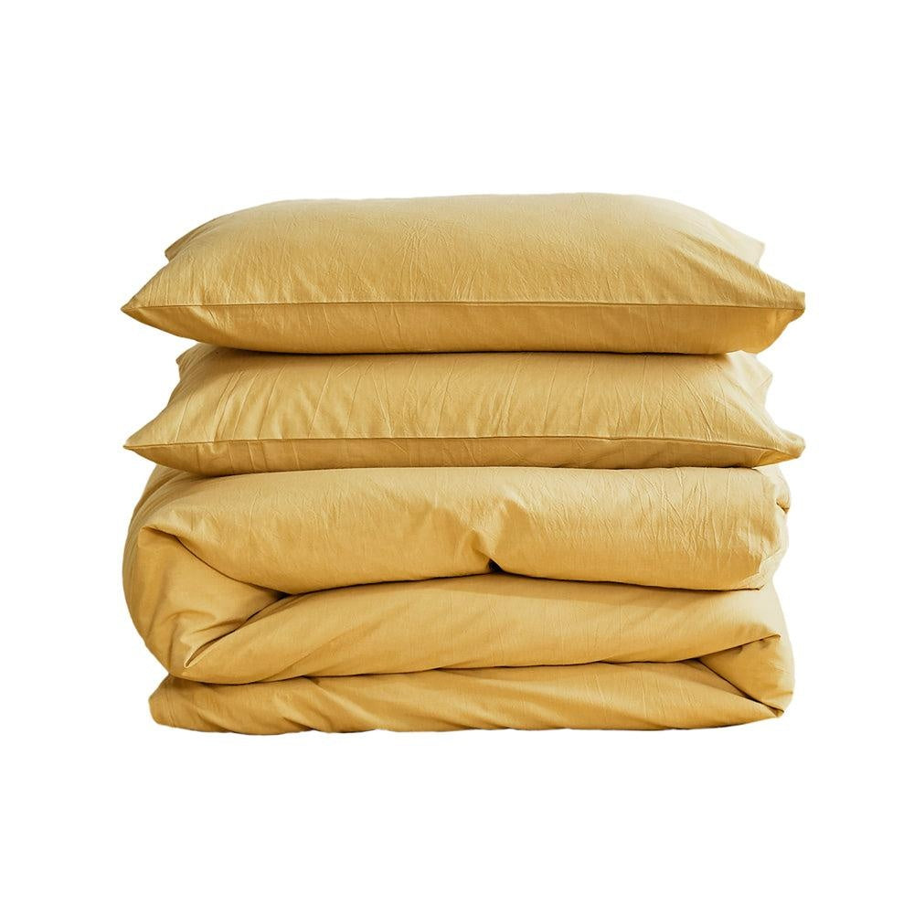 Cosy Club Duvet Cover Quilt Set Flat Cover Pillow Case Essential Yellow Double Deals499