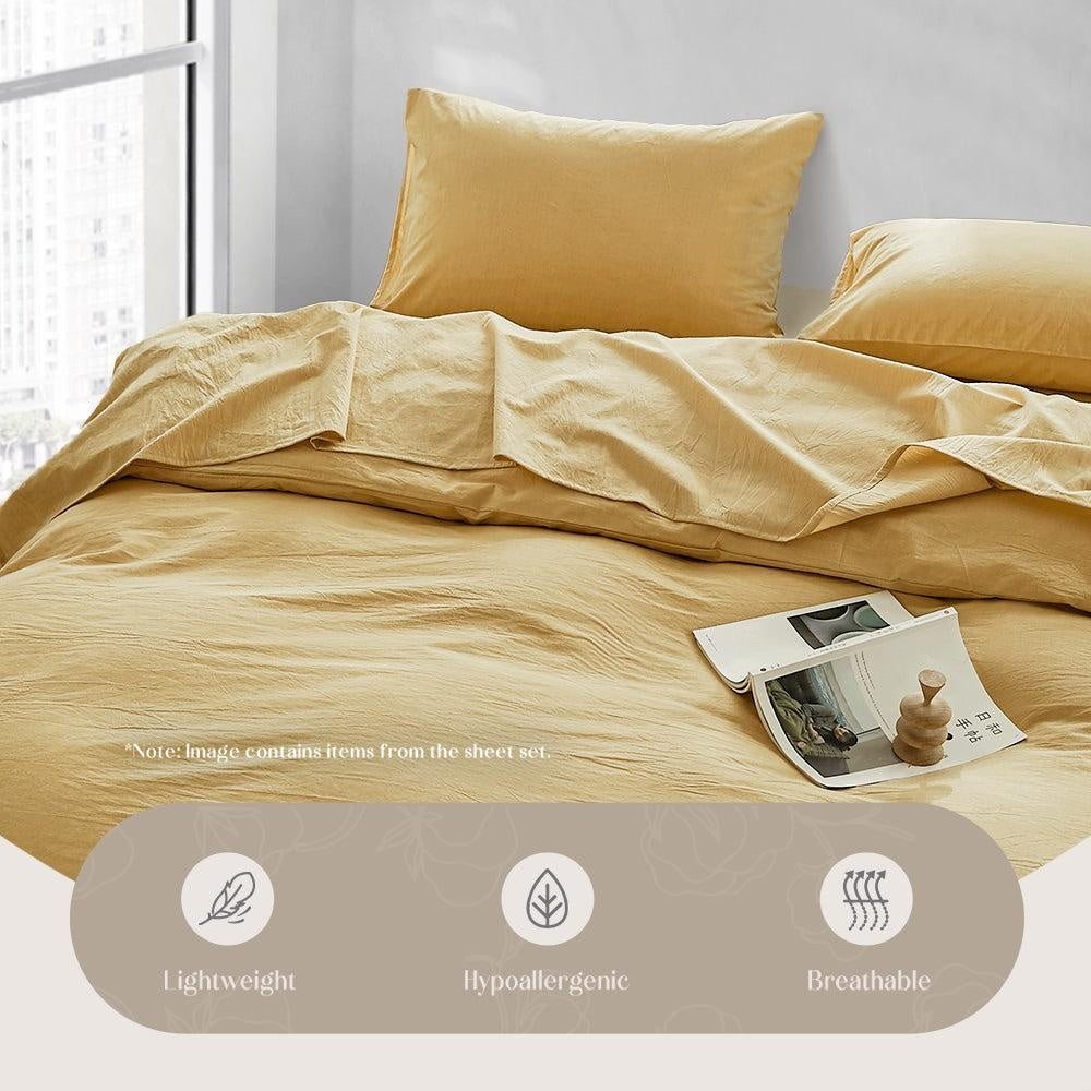 Cosy Club Duvet Cover Quilt Set Flat Cover Pillow Case Essential Yellow King Deals499