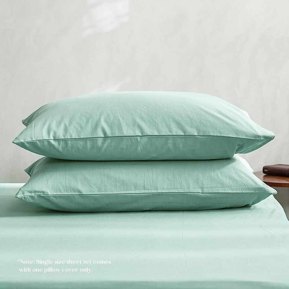 Cosy Club Duvet Cover Quilt Set Flat Cover Pillow Case Essential Green Queen Deals499