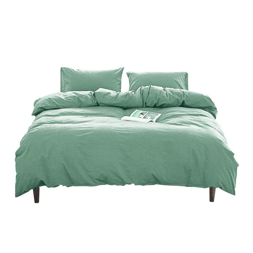 Cosy Club Duvet Cover Quilt Set Flat Cover Pillow Case Essential Green Queen Deals499