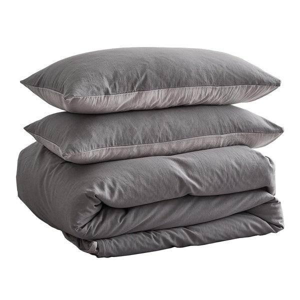 Cosy Club Duvet Cover Quilt Set Queen Flat Cover Pillow Case Grey Inspired Deals499