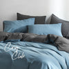Cosy Club Quilt Cover Set Cotton Duvet Single Blue Dark Blue Deals499