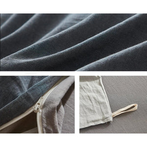 Cosy Club Quilt Cover Set Cotton Duvet Single Blue Dark Grey Deals499