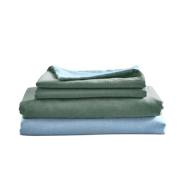 Cosy Club Sheet Set Bed Sheets Set 100% Cotton Double Cover Pillow Green Blue Deals499