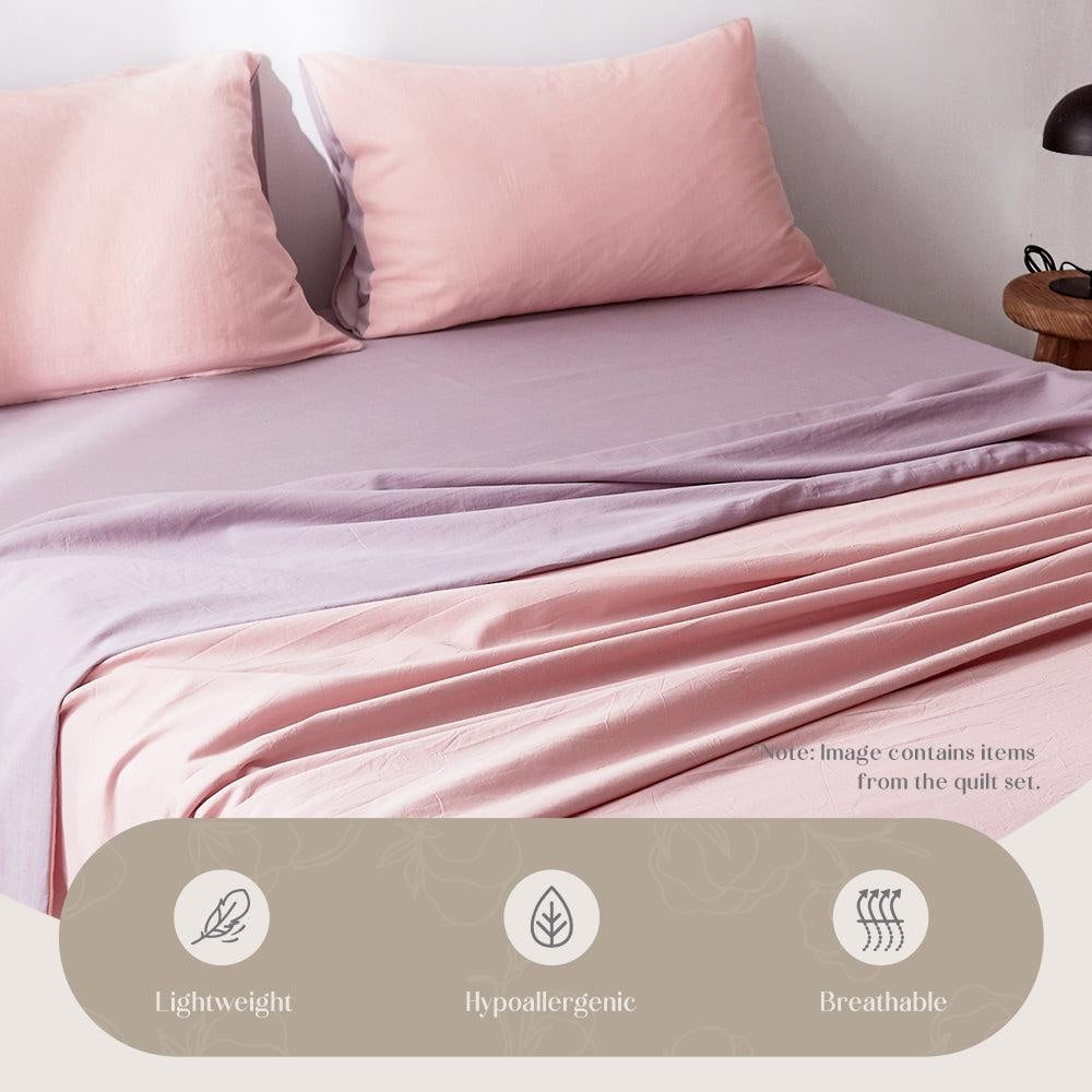 Cosy Club Sheet Set Bed Sheets Set Double Flat Cover Pillow Case Pink Purple Deals499